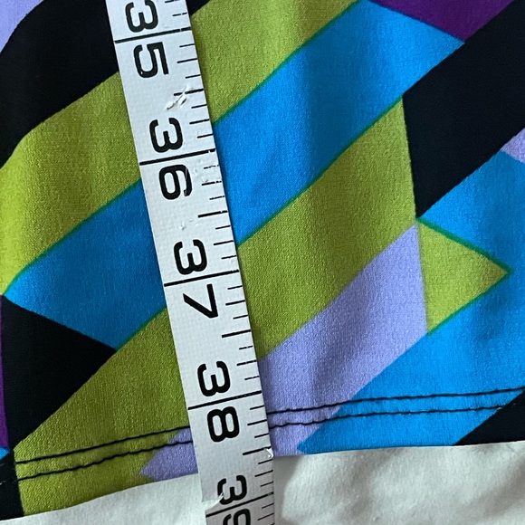 Emma & Michele Wrap Dress purple Green geometric print short sleeves size large - Picture 15 of 15